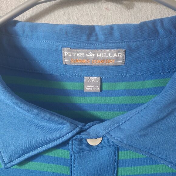 Peter Millar Summer Comfort Polo Shirt Mens XXL Blue Green Waterville Golf Links - Picture 4 of 8